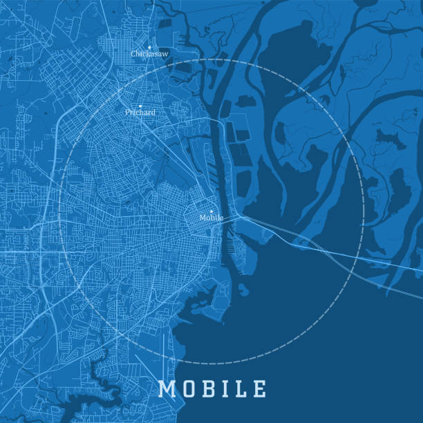 Mobile AL City Vector Road Map Blue Text Mobile AL City Vector Road Map Blue Text. All source data is in the public domain. U.S. Census Bureau Census Tiger. Used Layers: areawater, linearwater, roads. mobile bay stock illustrations