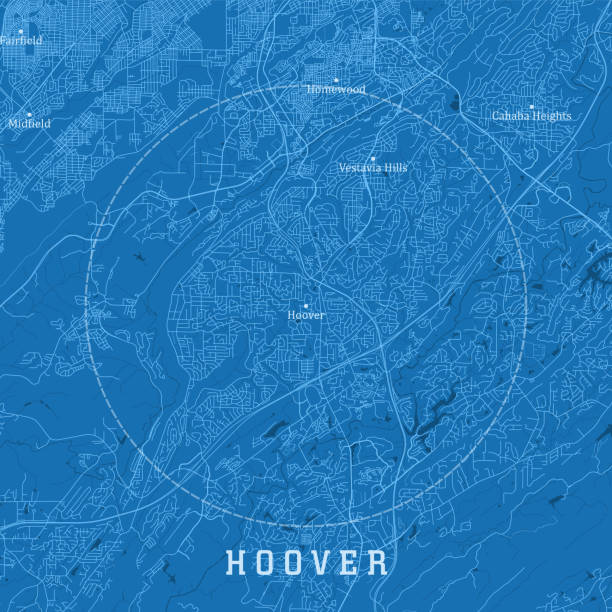 Hoover AL City Vector Road Map Blue Text Hoover AL City Vector Road Map Blue Text. All source data is in the public domain. U.S. Census Bureau Census Tiger. Used Layers: areawater, linearwater, roads. map of alabama cities stock illustrations