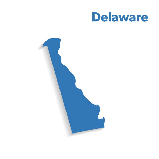 U.S State With Capital City, Delaware Isolated U.S.A State With Capital City. The map is on a transparent background (there is no white shape behind it) delaware us state stock illustrations