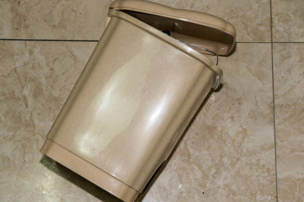istock Garbage cans on a floor with wall tiles 1317271403