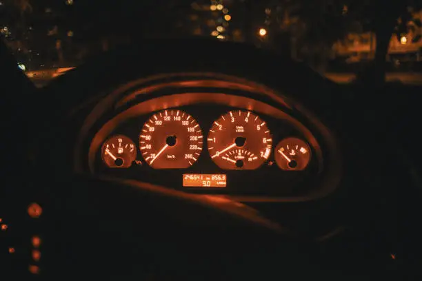 Photo of Classic designed instrument cluster with orange backlight