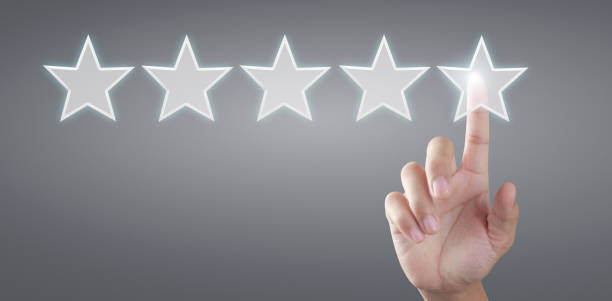 istock Hand of touching rise on increasing five stars. Increase rating evaluation classification concept 1317278668