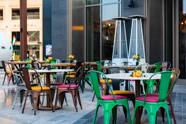 istock Dubai, UAE - MARCH, 2020: Beautiful empty street cafe in Dubai 1317280704