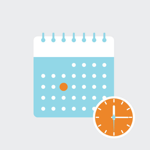 ilustrações de stock, clip art, desenhos animados e ícones de calendar and clock icon. - calendar personal organizer clock diary