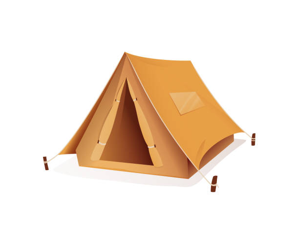 ilustraciones, imágenes clip art, dibujos animados e iconos de stock de icono de la carpa para acampar y turismo - tent camping dome tent single object