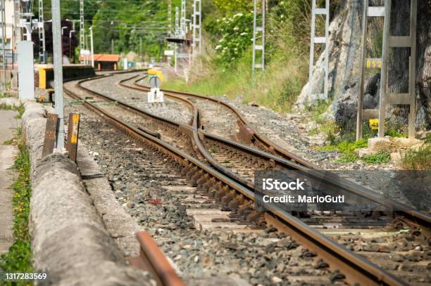 Two Train Tracks Merging Two Railroad Tracks Merging Into One Stock Photo - Download Image Now ...