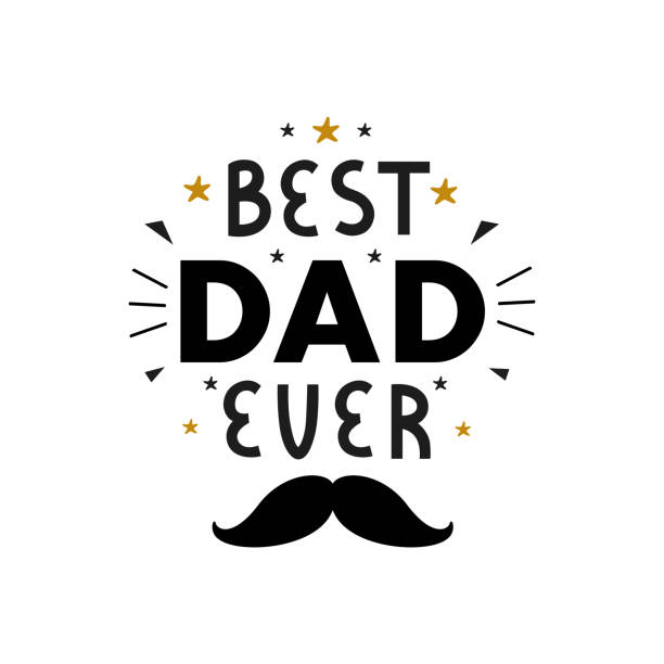 ilustrações de stock, clip art, desenhos animados e ícones de best dad ever inscription for greeting card, festive poster on white background - crown black banner white