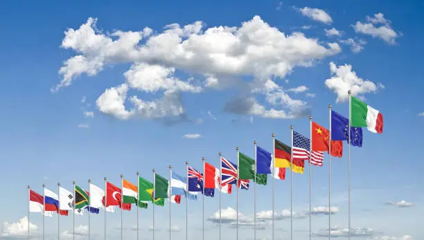 Waving flags countries