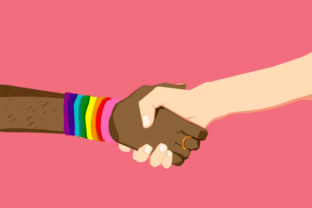 Gay rights concept Handshake as a sign of respect lgbtqcollection stock illustrations