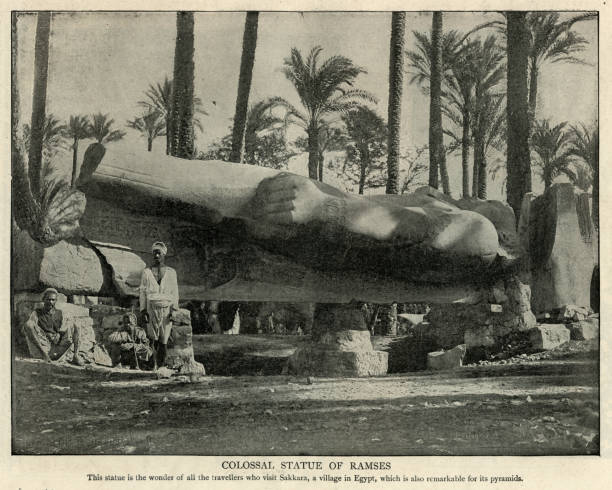 Vintage photograph of Colossal statue of Ramesses, Egpyt, 19th Century