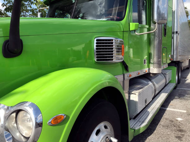 istock Close up image from green freight truck 1317287312