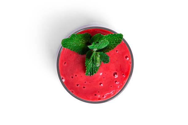 istock Chia pudding with strawberries isolated on a white background. Multilayer healthy dessert. Chia mousse 1317288392