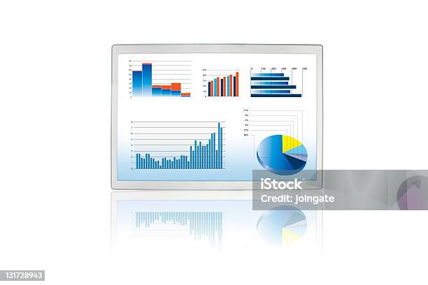 Andamento Delle Vendite E Business Grafici Su Un Tablet Touchscreen - Fotografie stock e altre immagini di Generico