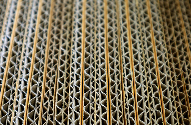 istock Texture of Stack of Unfold Brown Corrugated Paper Boxes 1317291650