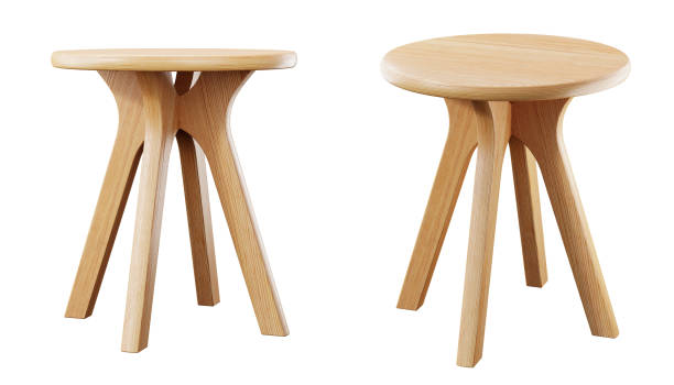 Wooden stoll isolated on white background. Clipping path included. 3D render. Wooden stoll isolated on white background. Clipping path included. 3D render. 3D illustration. round wooden chair stock pictures, royalty-free photos & images