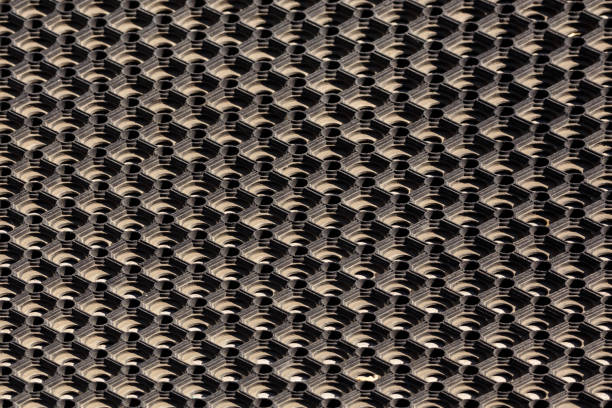 textura y fondo de la alfombra de piso de goma celular polvoriento usado - rubber floor mat floor doormat fotografías e imágenes de stock