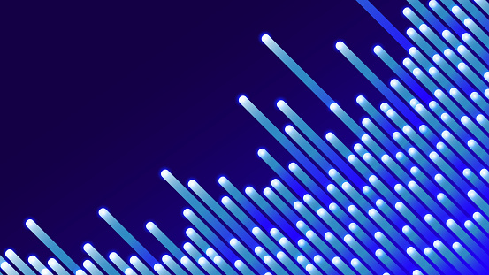 Glowing vector background - Glowing lines lined up in waves. Visualization and equalizer.