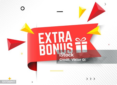 istock Vector Illustration Red Extra Bonus Label. Modern Web Banner Element With Gift. 1317300411