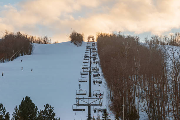 Winter Landscape - Skylift going up a Mountain