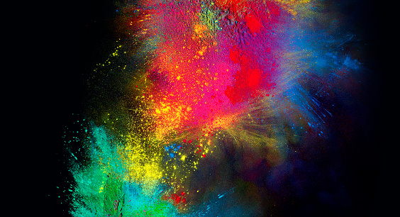 Colorful Powder on black background