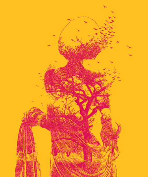istock Multiple exposure of woman, trees and birds 1317310937