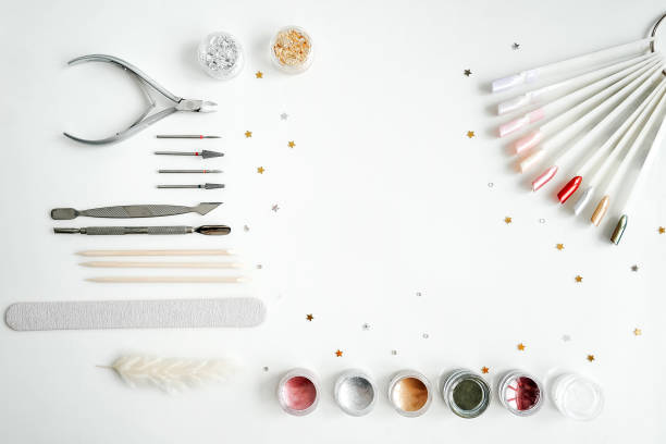 istock Tools of manicure set on white background. 1317313476