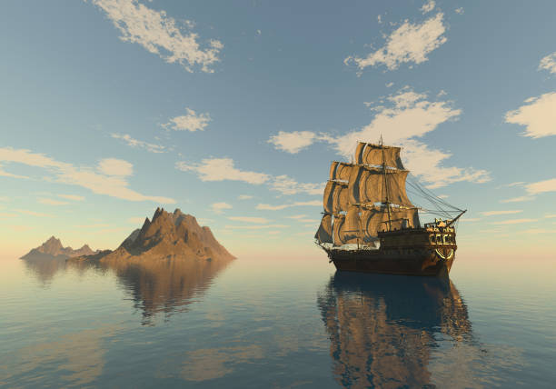 istock An old ship anchored next to an island 1317313651