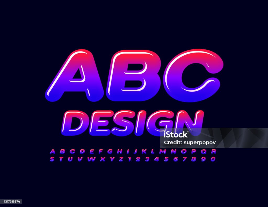 Gradiant Color Letter Vector Bright Alphabet Gradient Color Font Stock Illustration ...