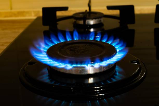 istock stove gas burner. blue flame. 1317316922