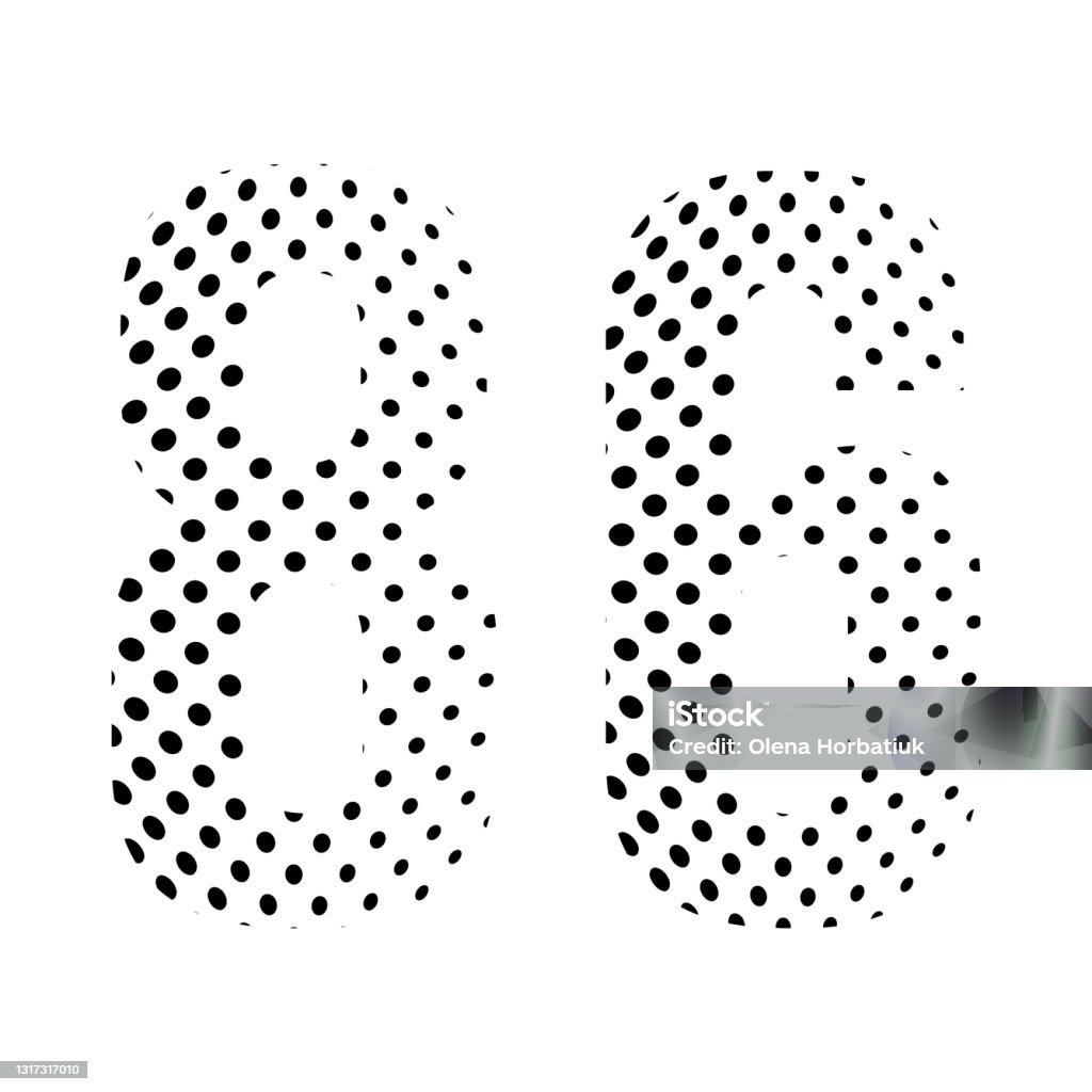 Draw 86 Number Number Eightysix 86 In Halftone Dotted Illustration Isolated On A White ...