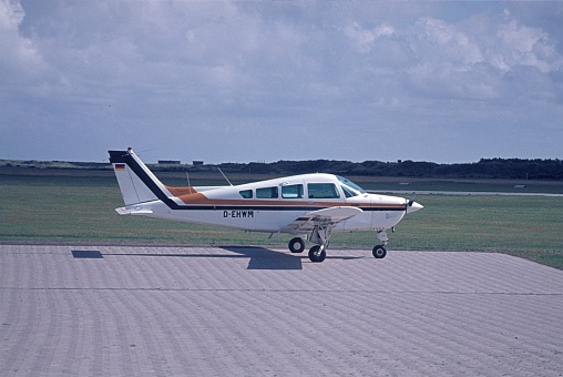 Borkum, Frisian Islands, Germany, 1978. Small aircraft at the airport on the holiday island of Borkum.