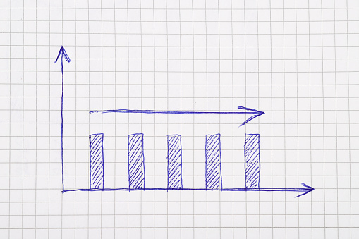 Photography of Statistical financial graph drawn with pen on note pad