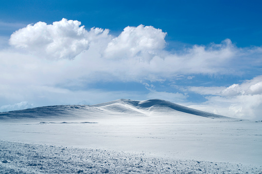 Snowy mountain on a cloudy day