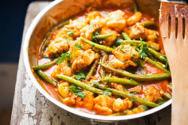 Photo of Red curry with cod and green beans