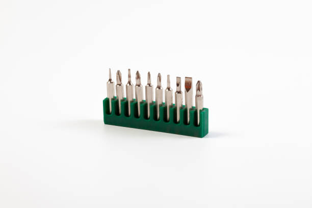 A set of screwdriver bits for a magnetic screwdriver on a white background A set of screwdriver bits for a magnetic screwdriver on a white background. star head screwdriver stock pictures, royalty-free photos & images