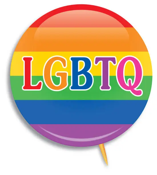Vector illustration of LGBTQ Rainbow Striped Campaign Butto