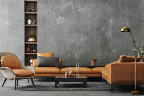 istock Living room interior in loft, industrial style 1317327467