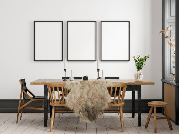 istock Mockup frame in Scandinavian living room interior background, wall mockup 1317327498