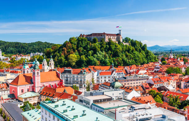 Ljubljana, Slovenia. Ljubljana, Slovenia. Old town and the medieval castle. ljubljana castle stock pictures, royalty-free photos & images