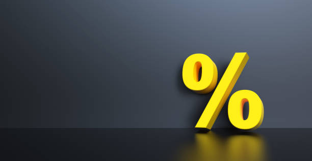 istock Percentage sign on Black wall background, banner, copy space. 1317332247