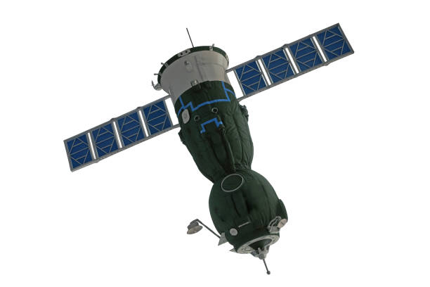 istock spacecraft model. Orbital station, Orbital artificial earth satellite isolated on white background. 1317334544