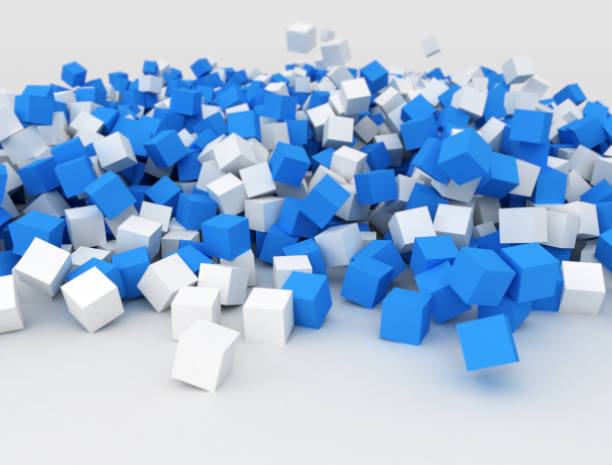 istock Falling blue and white cubes in a big pile 1317337737