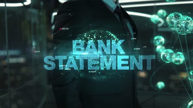 Businessman with Bank Statement hologram concept