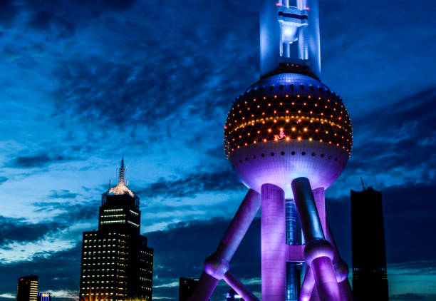 istock Shanghai city skyline when the night is falling 1317340221