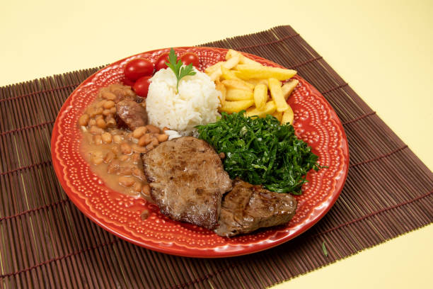 istock typical Brazilian basic dish with rice, beans, steak, french fries, braised cabbage and tomato 1317344788
