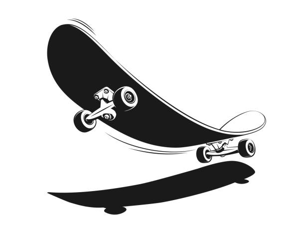 Skateboard in retro style vintage print. 3D Skate in stamp style. Skateboard in retro style vintage print. 3D Skate in stamp style. Vector illustration. skateboard tattoo stock illustrations