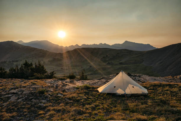 Sunrise at camp in the Holy Cross Wilderness, Colorado Sunrise at camp in the Holy Cross Wilderness, Colorado in Vail, CO, United States ultralight stock pictures, royalty-free photos & images