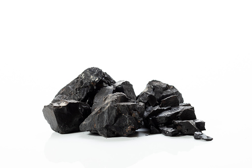 Black Coal Rock on white background.