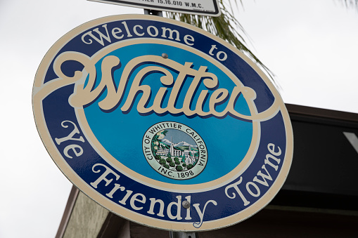 Whittier California Public Welcome Sign