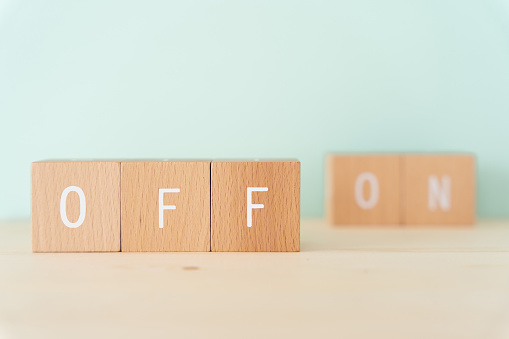 OFF; Wooden blocks with 